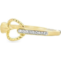 10K Yellow Gold Fashion Ring with Twisted Rope Open Circle and Paper Plane Motif with Prong-Set Round Diamonds - 0.09 Carat Total Diamond Weight by Auriventus