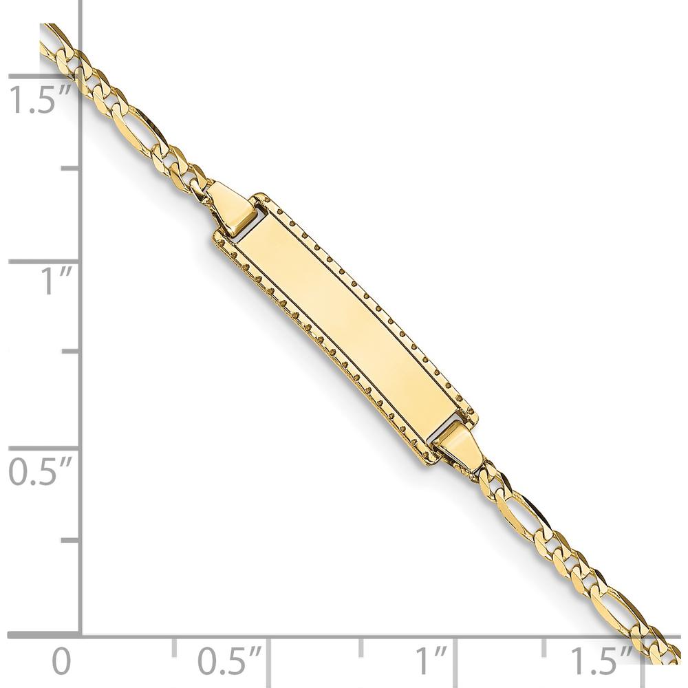 10K Yellow Gold Figaro Link Engravable ID Bracelet - 6" Length