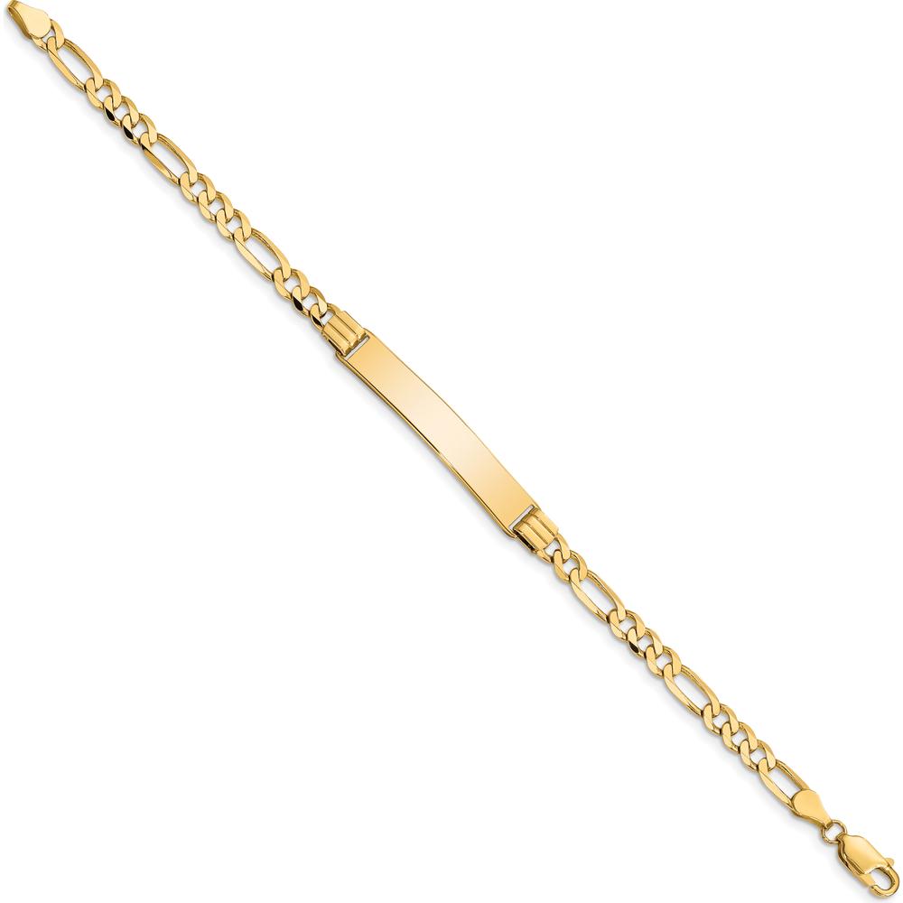 10K Yellow Gold Figaro Link Engravable ID Bracelet - 7"