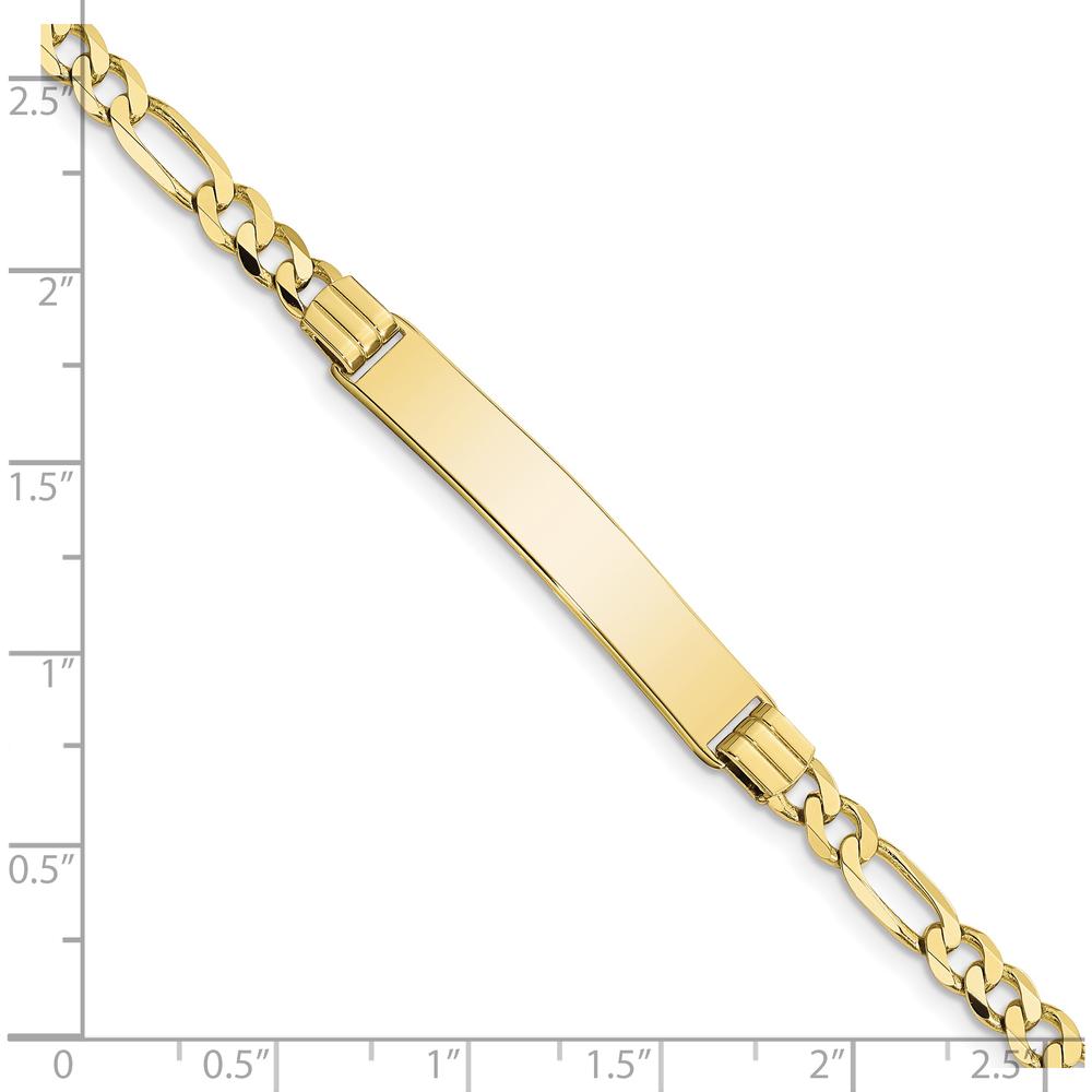 10K Yellow Gold Figaro Link Engravable ID Bracelet - 7"