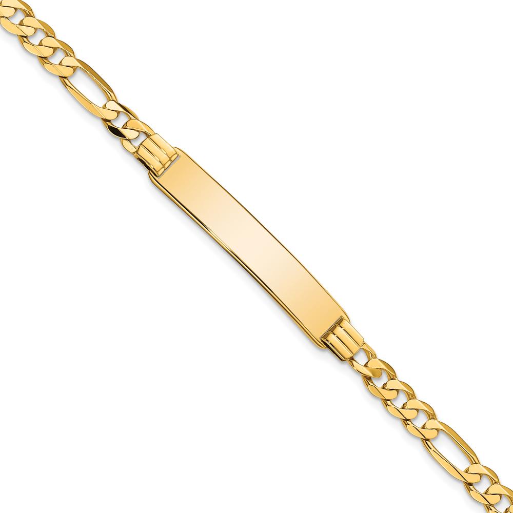10K Yellow Gold Figaro Link ID Bracelet - 8"