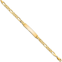 10K Yellow Gold Figaro Link ID Bracelet - 8"