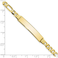 10K Yellow Gold Figaro Link ID Bracelet - 8"