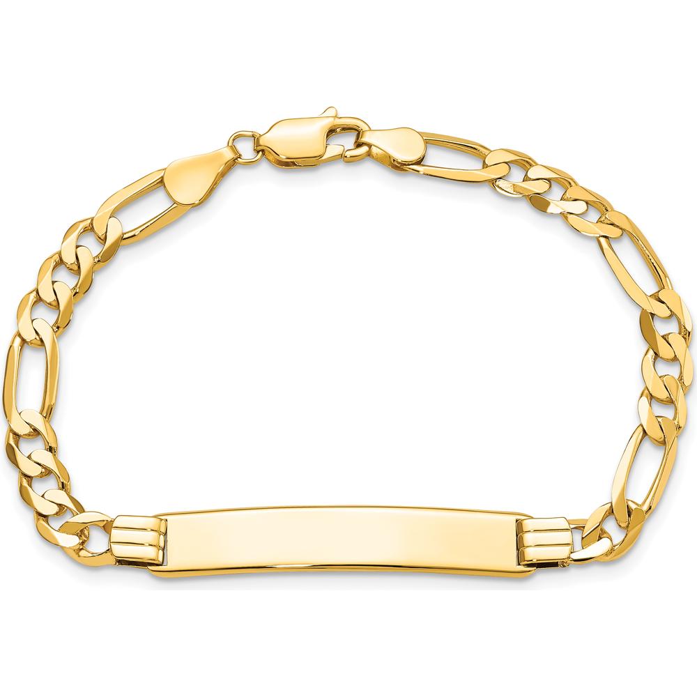 10K Yellow Gold Figaro Link ID Bracelet - 8"
