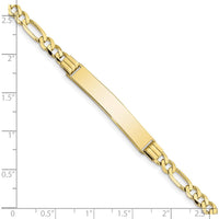 10K Yellow Gold Figaro Link ID Bracelet - Engraveable Personalized Charm, 8" Length