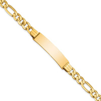 10K Yellow Gold Figaro Link ID Bracelet with Engravable Charm - 8"