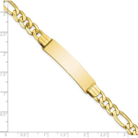 10K Yellow Gold Figaro Link ID Bracelet with Engravable Charm - 8"