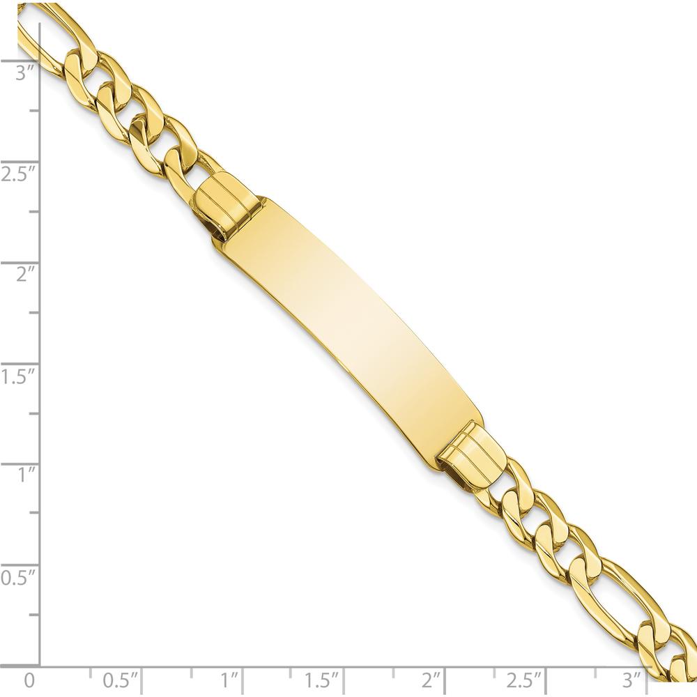 10K Yellow Gold Figaro Link ID Bracelet with Engravable Charm - 8"