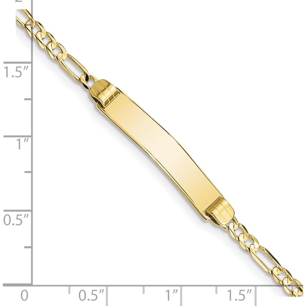 10K Yellow Gold Figaro Link ID Bracelet with Engravable ID Charm - 8"