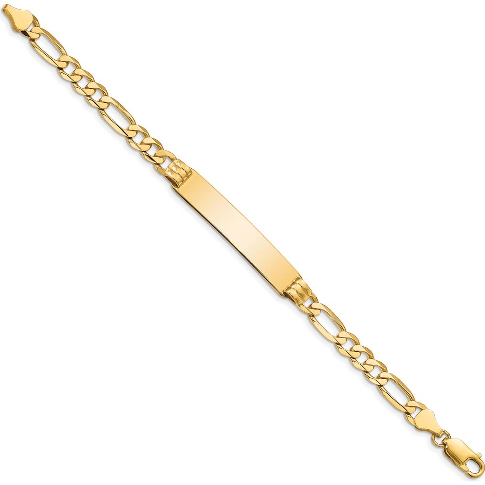 10K Yellow Gold Figaro Link ID Bracelet with Engravable ID Plate
