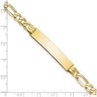 10K Yellow Gold Figaro Link ID Bracelet with Engravable ID Plate