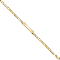 10K Yellow Gold Figaro Link ID Bracelet with Engravable ID Plate - 8"