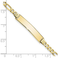 10K Yellow Gold Figaro Link ID Bracelet with Engravable ID Plate - 8"