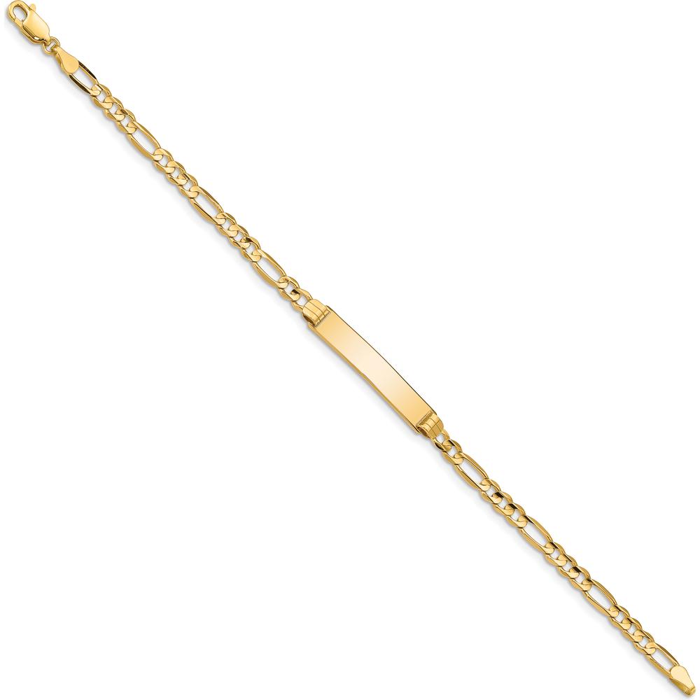 10K Yellow Gold Figaro Link ID Bracelet with Engravable Plate