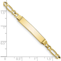 10K Yellow Gold Figaro Link ID Bracelet with Engravable Plate