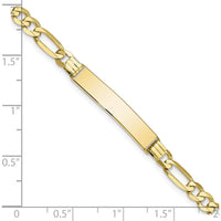 10K Yellow Gold Figaro Link ID Bracelet with Engravable Plate - 8"