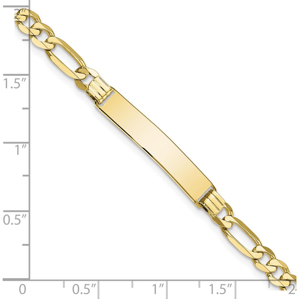 10K Yellow Gold Figaro Link ID Bracelet with Engravable Plate - 8"