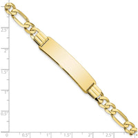 10K Yellow Gold Figaro Link ID Bracelet with Engravable Plate - 8" Length