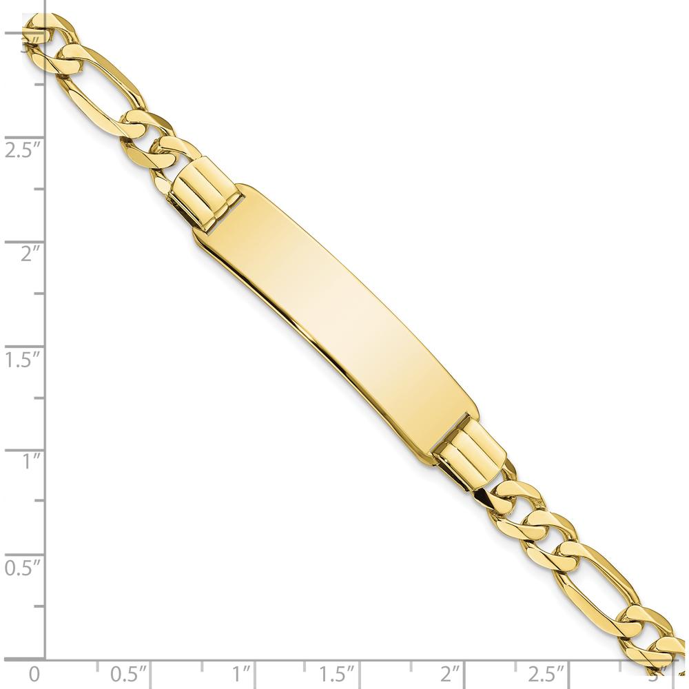 10K Yellow Gold Figaro Link ID Bracelet with Engravable Plate - 8" Length