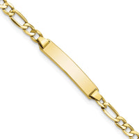 10K Yellow Gold Figaro Link ID Bracelet with Engraving Plate - 8"