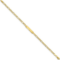 10K Yellow Gold Figaro Link ID Bracelet with Engraving Plate - 8"