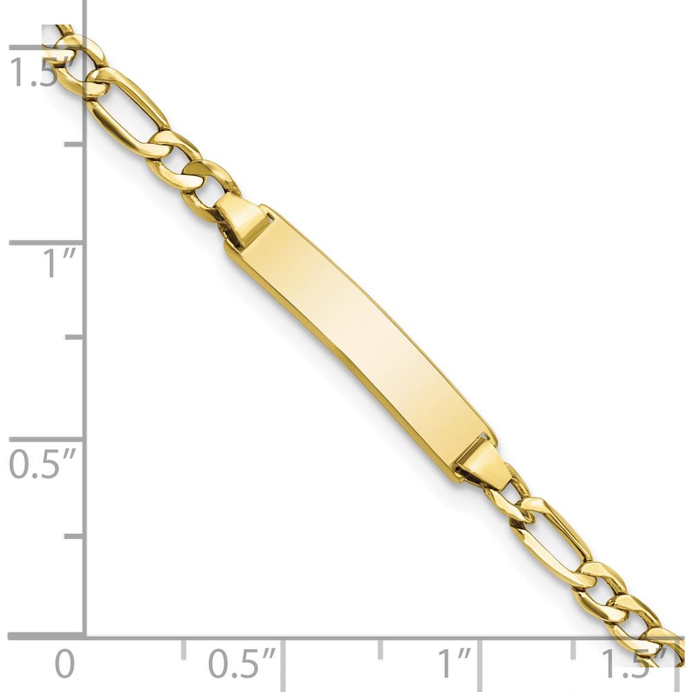 10K Yellow Gold Figaro Link ID Bracelet with Engraving Plate - 8"
