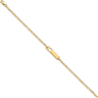 10K Yellow Gold Figaro Link ID Bracelet with Heart Cutout Charm