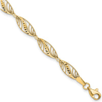 10K Yellow Gold Filigree Diamond-Cut Fancy Link Bracelet - 7.25"