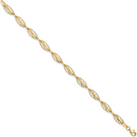10K Yellow Gold Filigree Diamond-Cut Fancy Link Bracelet - 7.25"