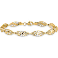 10K Yellow Gold Filigree Diamond-Cut Fancy Link Bracelet - 7.25"