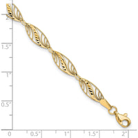 10K Yellow Gold Filigree Diamond-Cut Fancy Link Bracelet - 7.25"