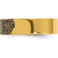 10K Yellow Gold Fingerprint Ring with Polished Finish and Enamel Accent