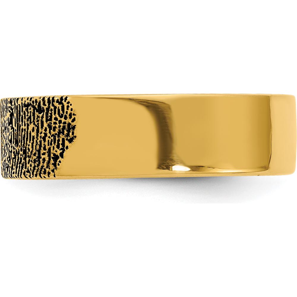 10K Yellow Gold Fingerprint Ring with Polished Finish and Enamel Accent