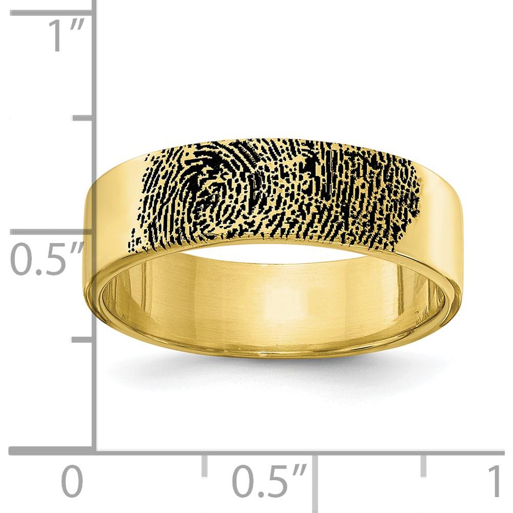 10K Yellow Gold Fingerprint Ring with Polished Finish and Enamel Accent
