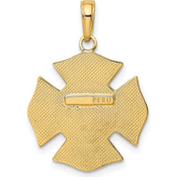10K Yellow Gold Fire Dept. Maltese Cross Pendant with Textured Finish