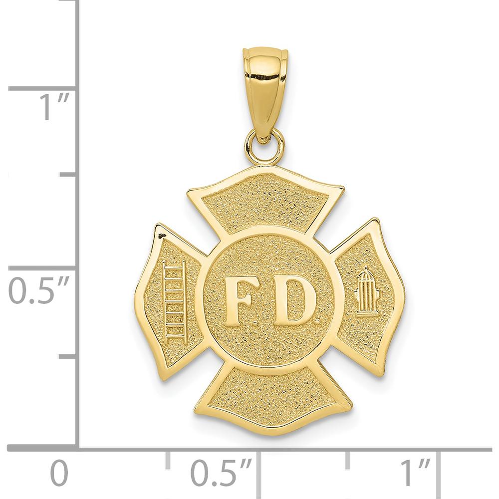 10K Yellow Gold Fire Dept. Maltese Cross Pendant with Textured Finish