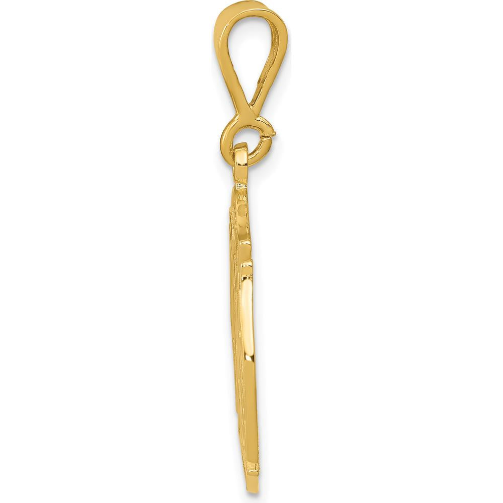 10K Yellow Gold Fire Rescue Pendant - Polished Shield Design