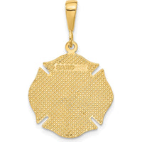 10K Yellow Gold Fire Rescue Pendant - Polished Shield Design