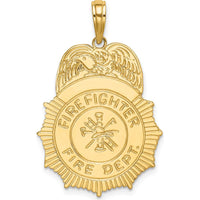 10K Yellow Gold Firefighter Badge Charm with Polished Finish - 24.5mm Length