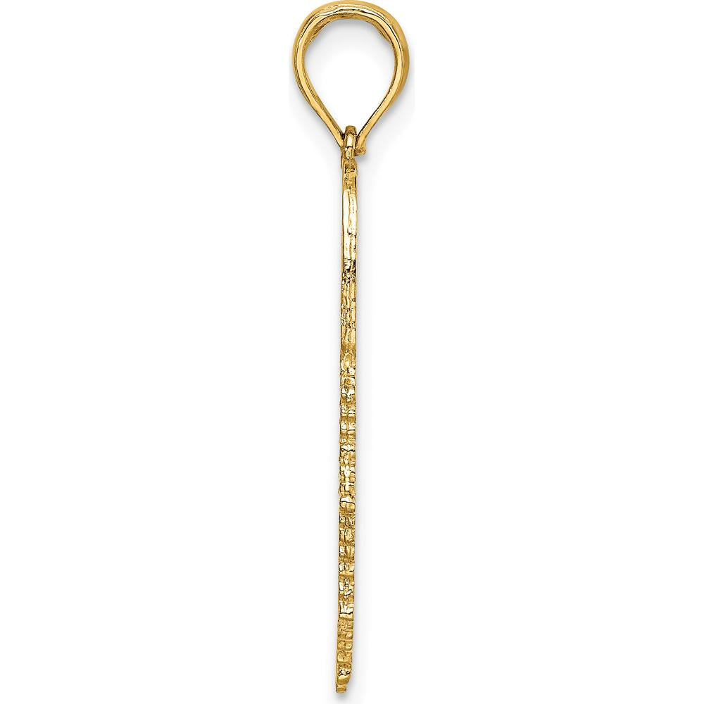 10K Yellow Gold Firefighter Badge Charm with Polished Finish - 24.5mm Length