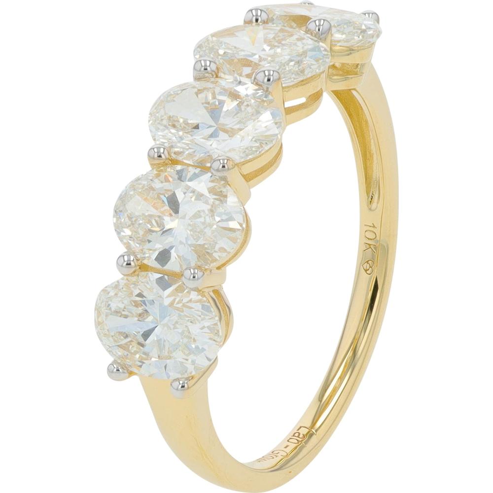 10K Yellow Gold Five - Stone Lab Grown Diamond Band - 2.00 Carat Total Diamond Weight