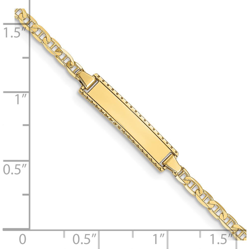 10K Yellow Gold Flat Anchor Link ID Bracelet - Engravable 6" Length
