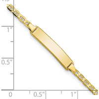 10K Yellow Gold Flat Anchor Link ID Bracelet with Engravable Charm - 5.5"