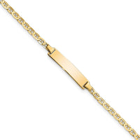 10K Yellow Gold Flat Anchor Link ID Bracelet with Engravable Charm - 7" Length