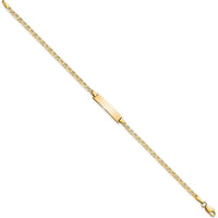 10K Yellow Gold Flat Anchor Link ID Bracelet with Engravable Charm - 7" Length