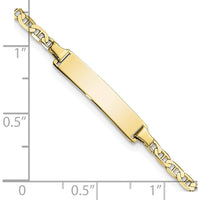10K Yellow Gold Flat Anchor Link ID Bracelet with Engravable Charm - 7" Length
