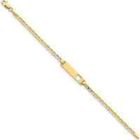 10K Yellow Gold Flat Anchor Link ID Bracelet with Heart Cut-Out Charm - 6"
