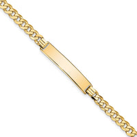 10K Yellow Gold Flat Curb Link ID Bracelet - Engravable 8" Bracelet with Lobster Clasp