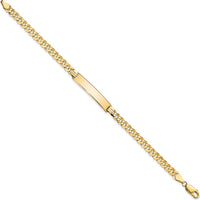 10K Yellow Gold Flat Curb Link ID Bracelet - Engravable 8" Bracelet with Lobster Clasp