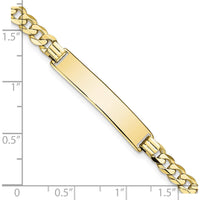 10K Yellow Gold Flat Curb Link ID Bracelet - Engravable 8" Bracelet with Lobster Clasp